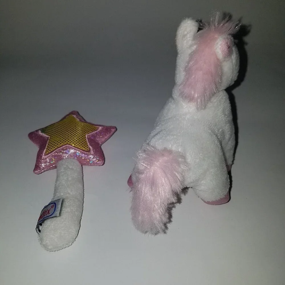 4 Prextex Plush Lot Pink Blond Girl Princess White Horse Mirror Star Wand